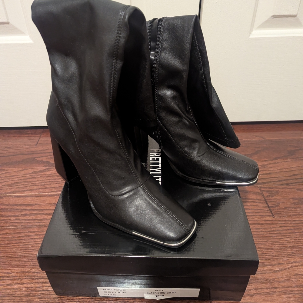 PrettyLittleThing Black Heeled Boots